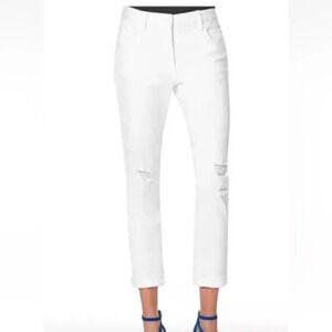 NWT Jessica Simpson Monroe Slim Boyfriend Distressed White Jeans 32 (255)